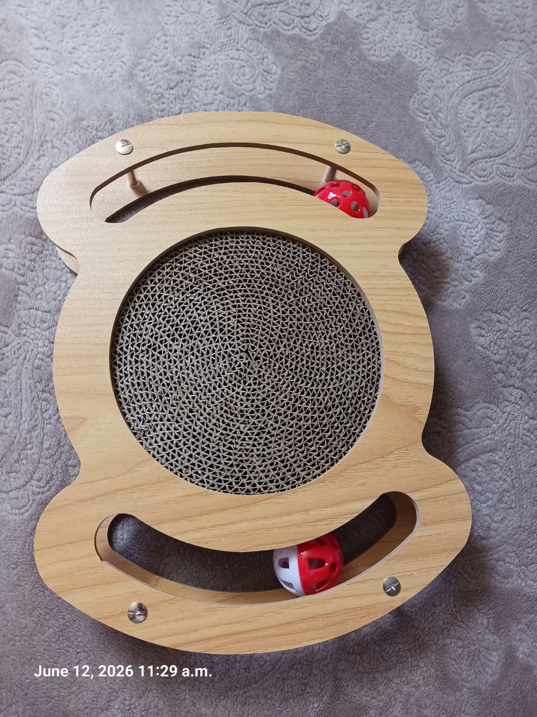 Assorted Cat Toys and Wooden Scratcher Toy