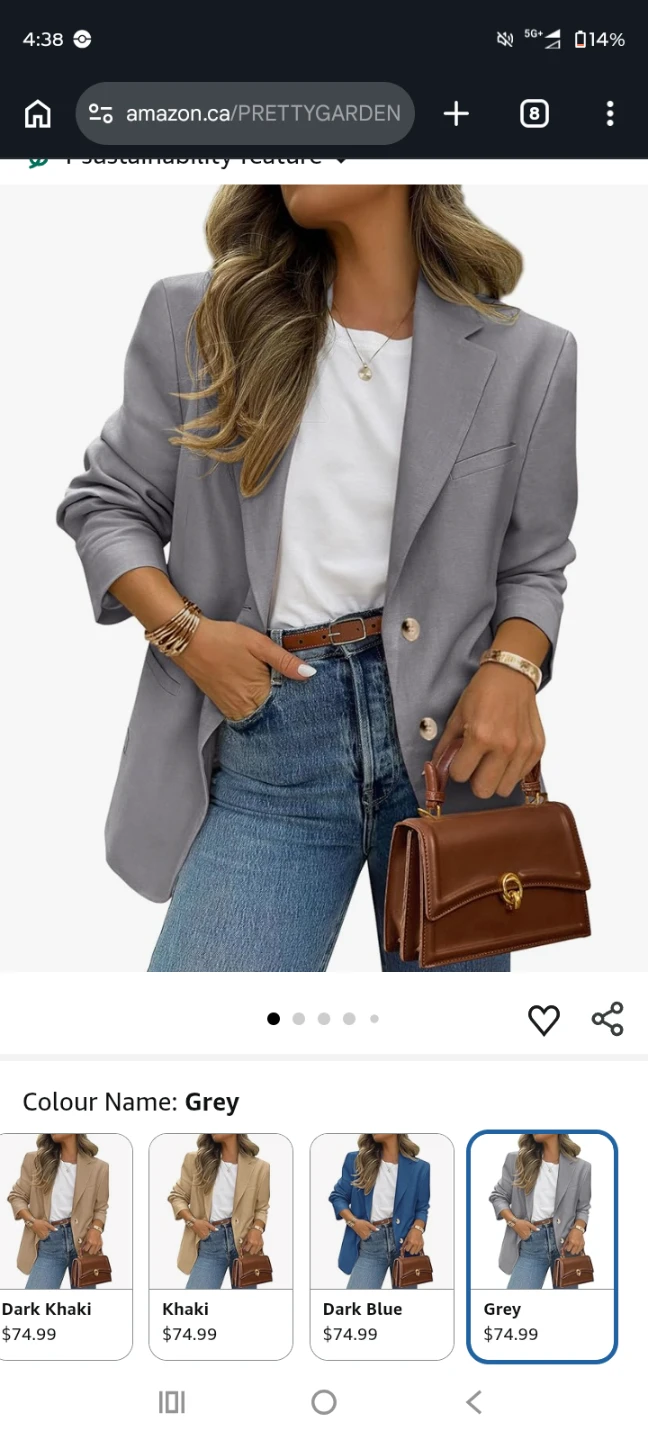 PRETTYGARDEN Women's Grey Blazer - Size Medium