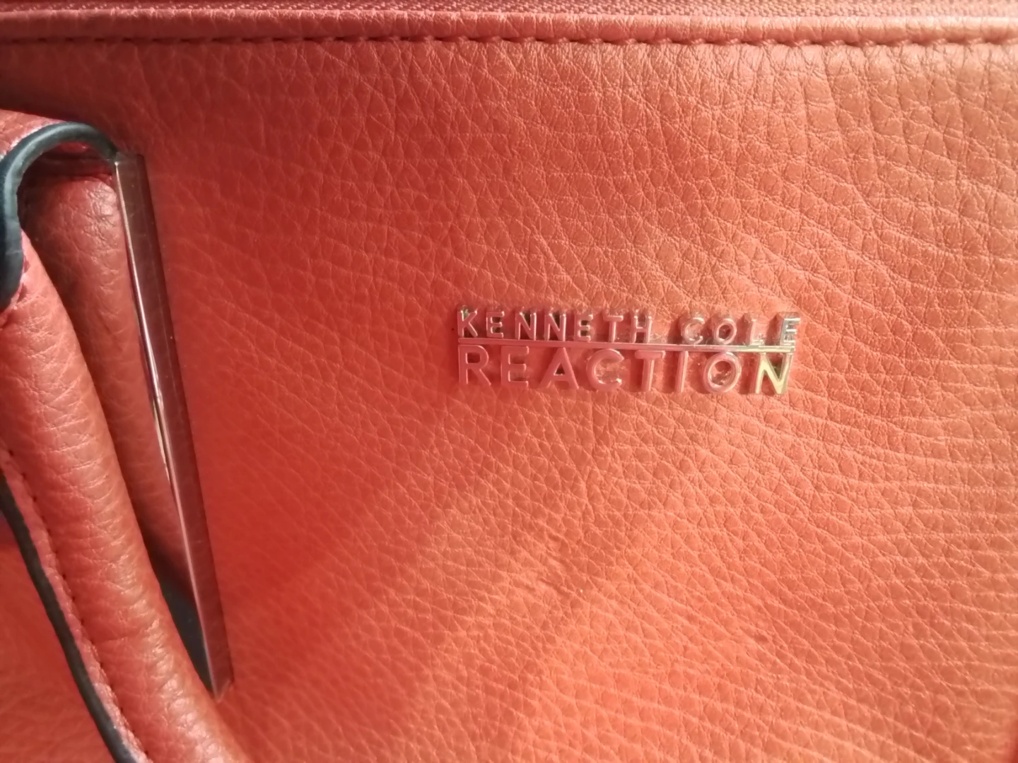 Kenneth Cole Reaction Orange Faux Leather Satchel Handbag - photo 2
