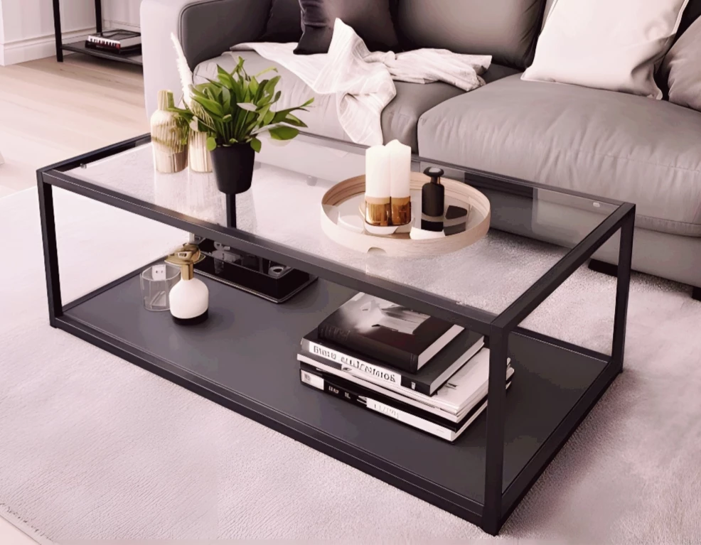Rectangular Coffee Table with Glass Top