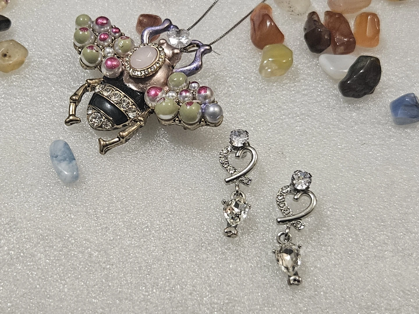 Bee Pendant Necklace and Earrings Set