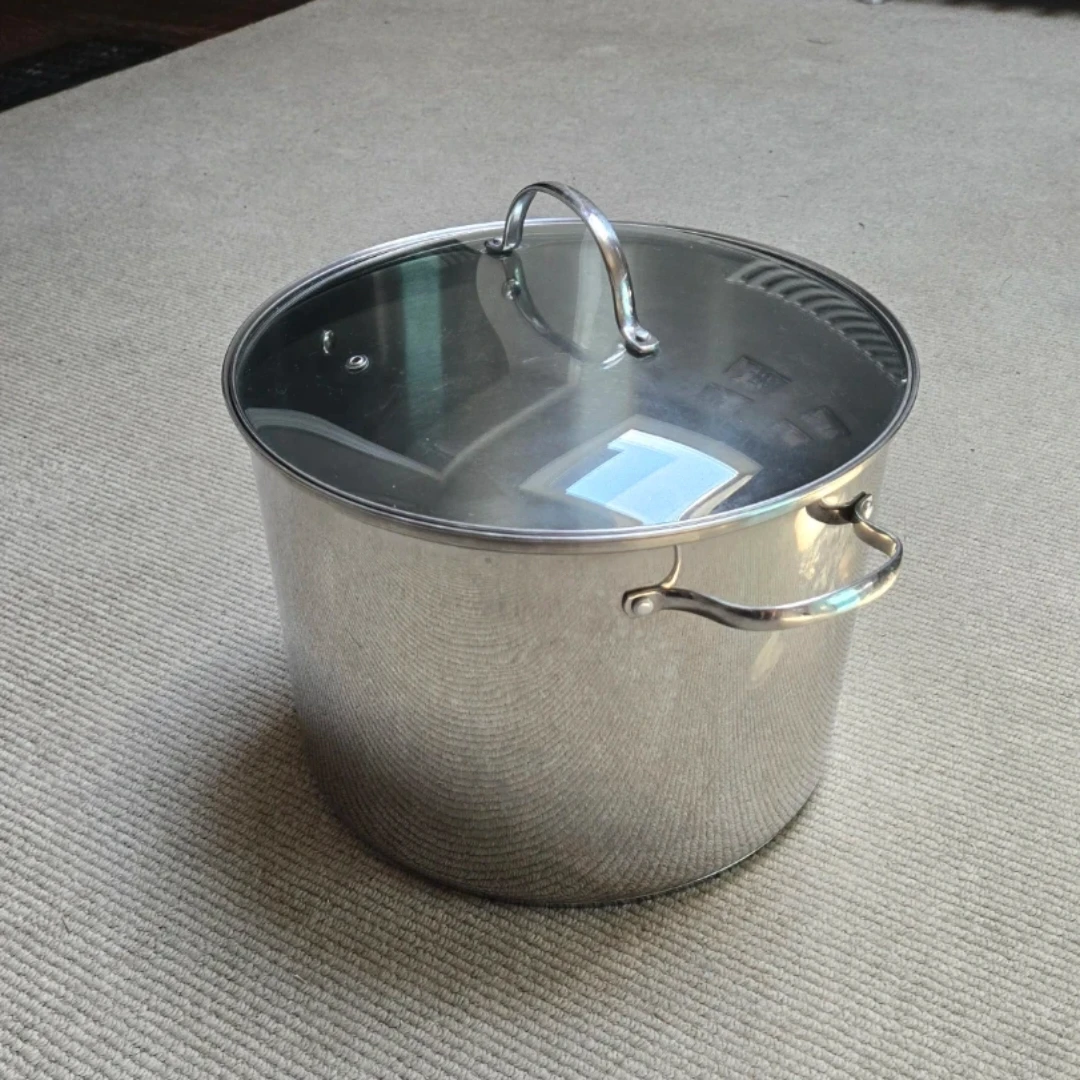 Very Large Stainless Steel Stock Pot with Glass Lid