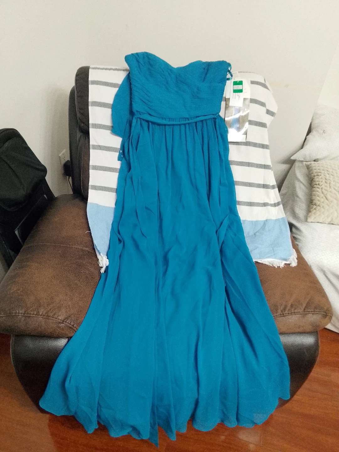 Mori Lee Bridesmaids Teal Chiffon Gown