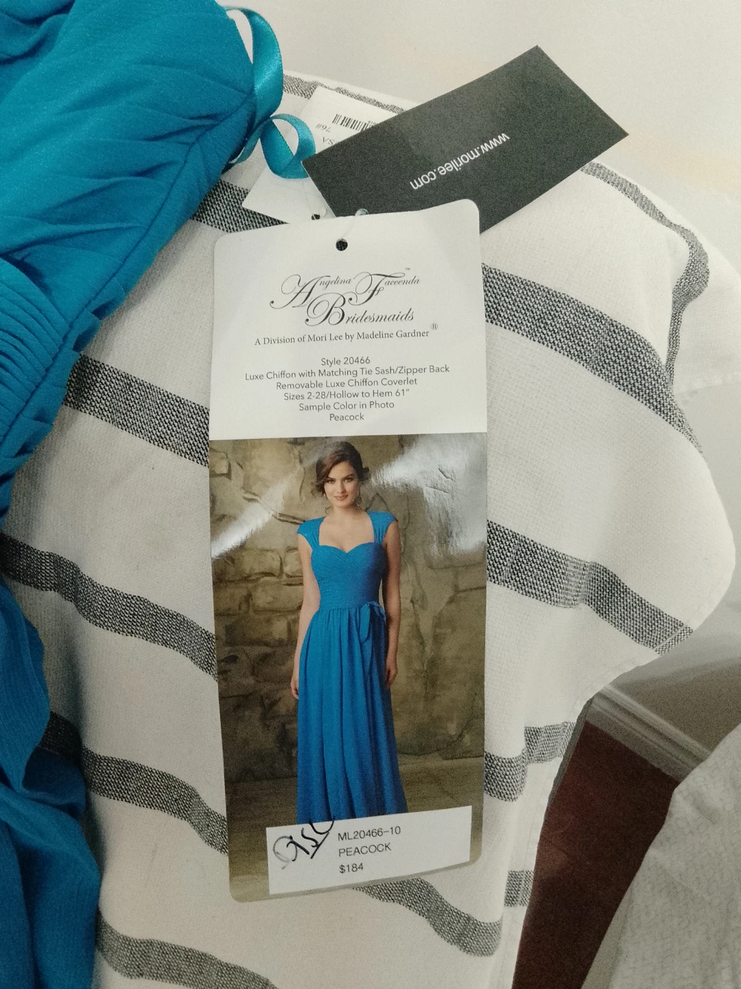 Mori Lee Bridesmaids Teal Chiffon Gown - photo 2
