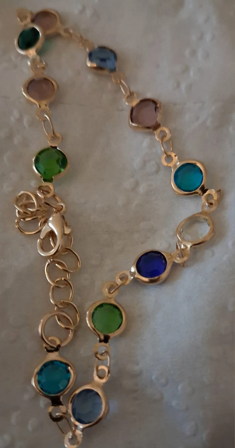 Gold-tone Necklace with Amethyst Pendant and Beaded Bracelet - photo 3