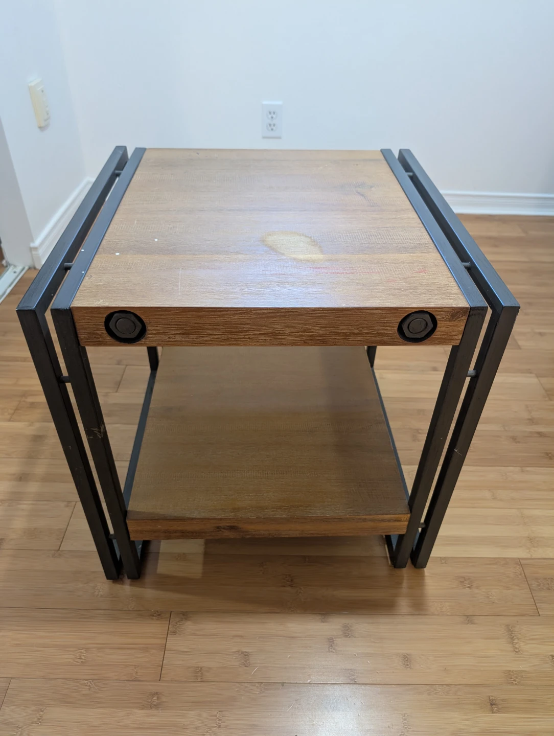 Two-Tiered Wood and Metal End Table