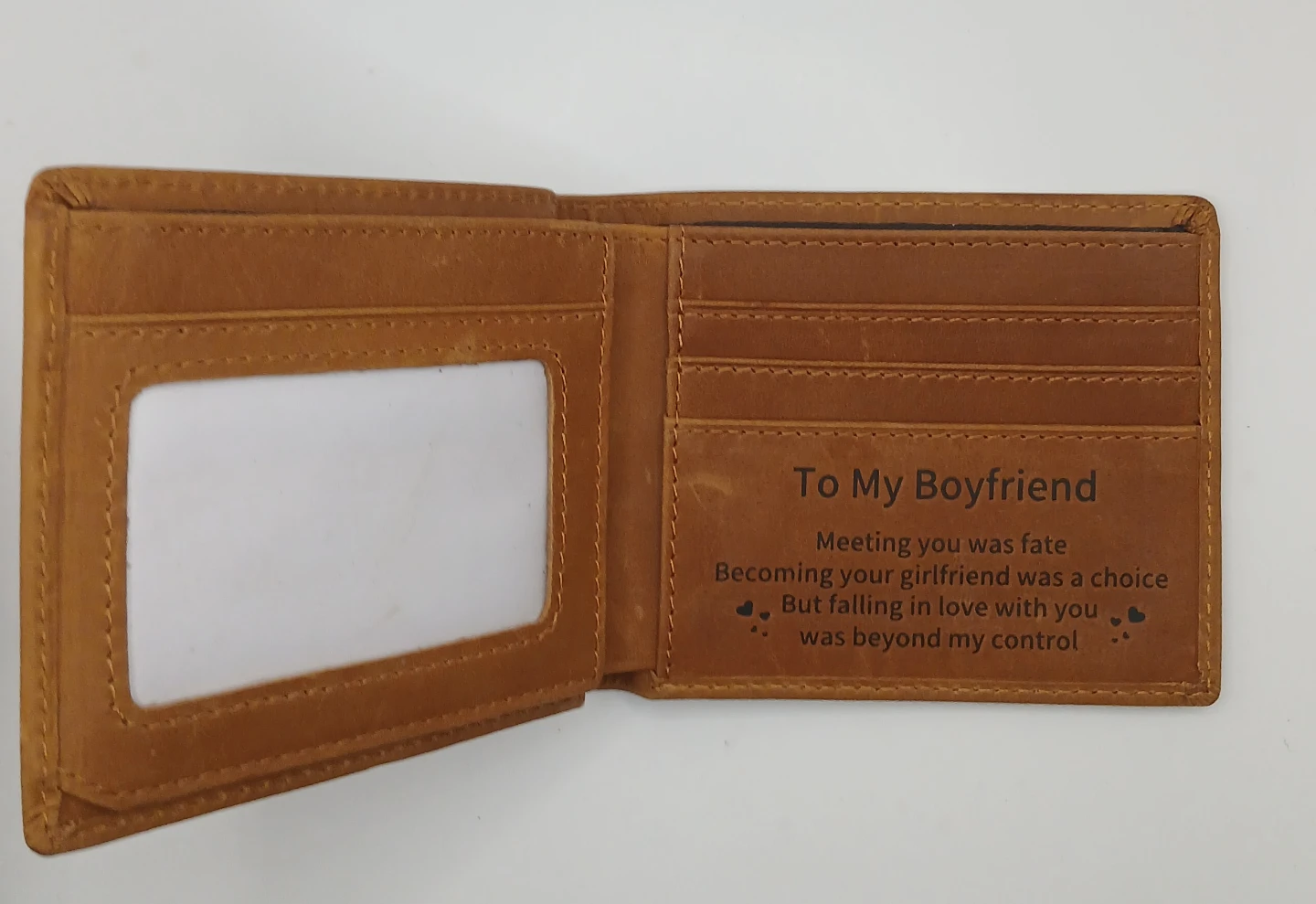 To My Boyfriend engraved Brown Leather Wallet - photo 3