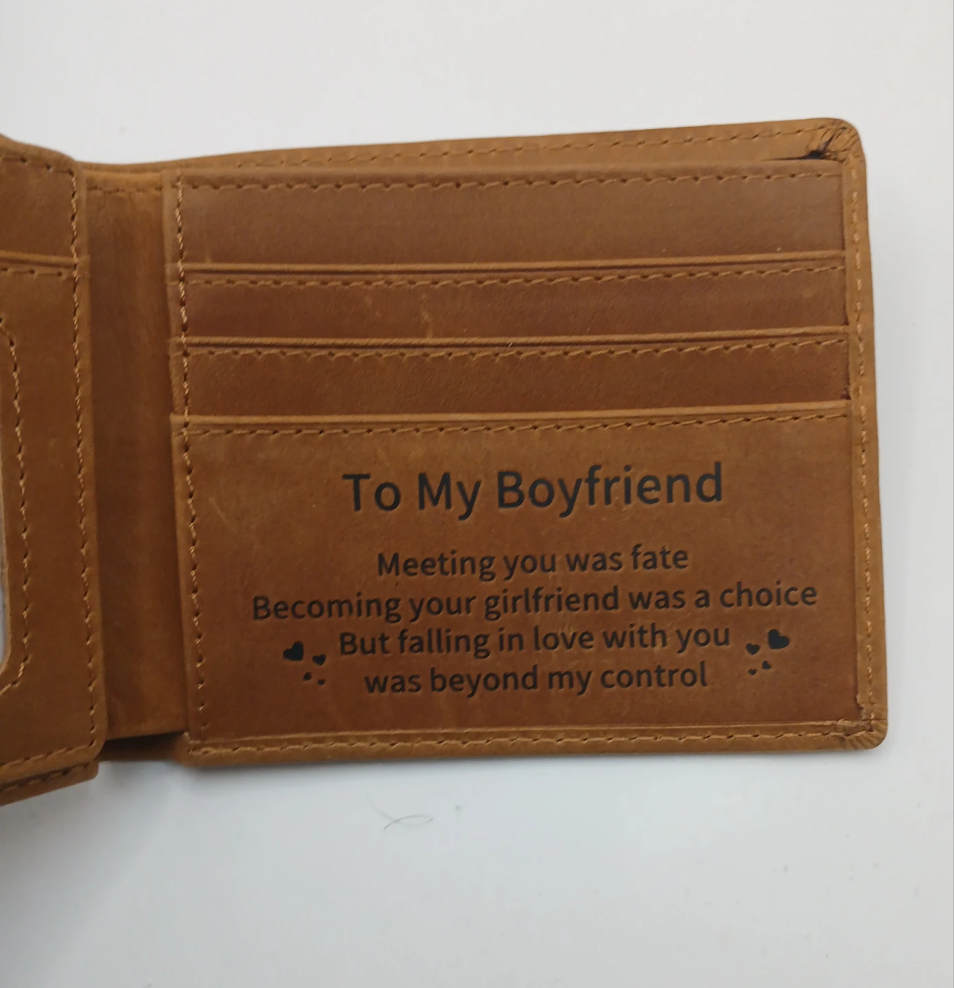 To My Boyfriend engraved Brown Leather Wallet - photo 4