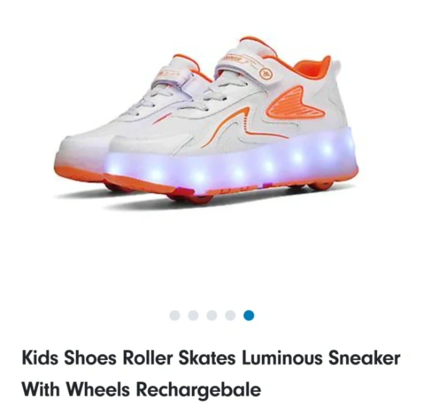 Brand New Kids Luminous Roller Shoes - White/Orange - Size 34