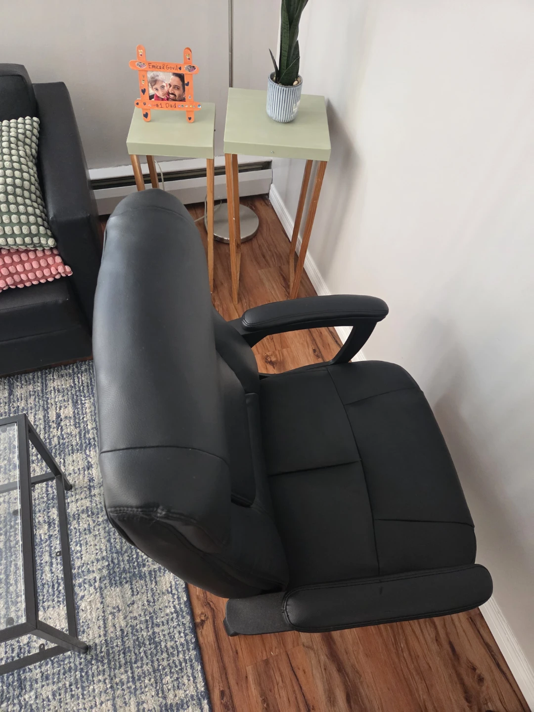 Black Faux Leather Office Chair - photo 2
