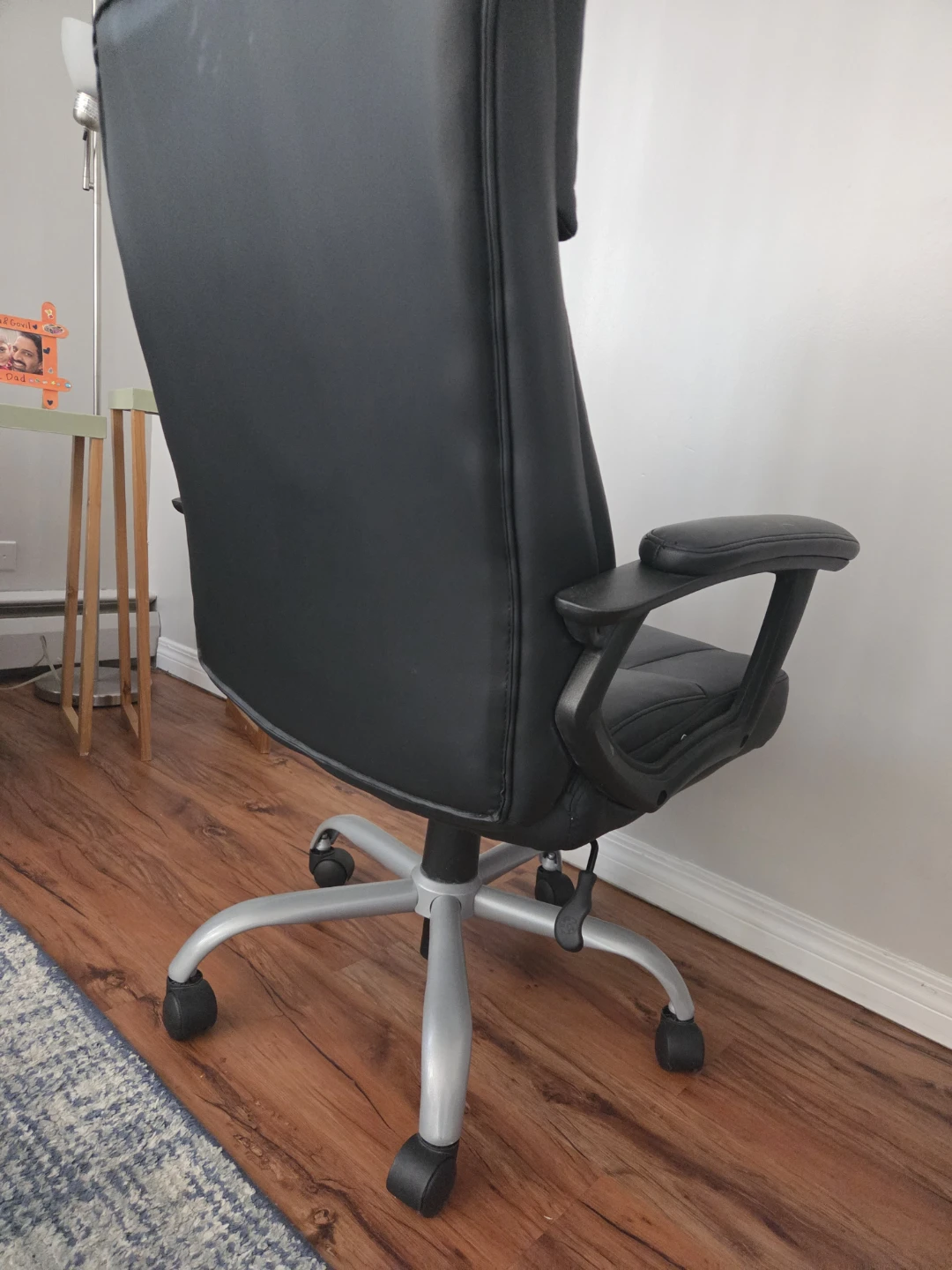 Black Faux Leather Office Chair - photo 4