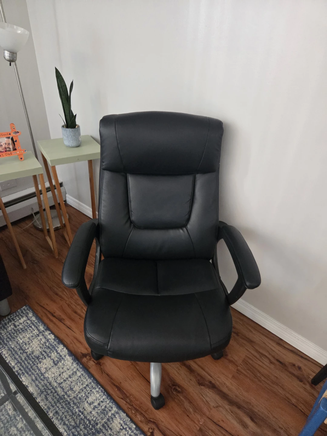 Black Faux Leather Office Chair - photo 5