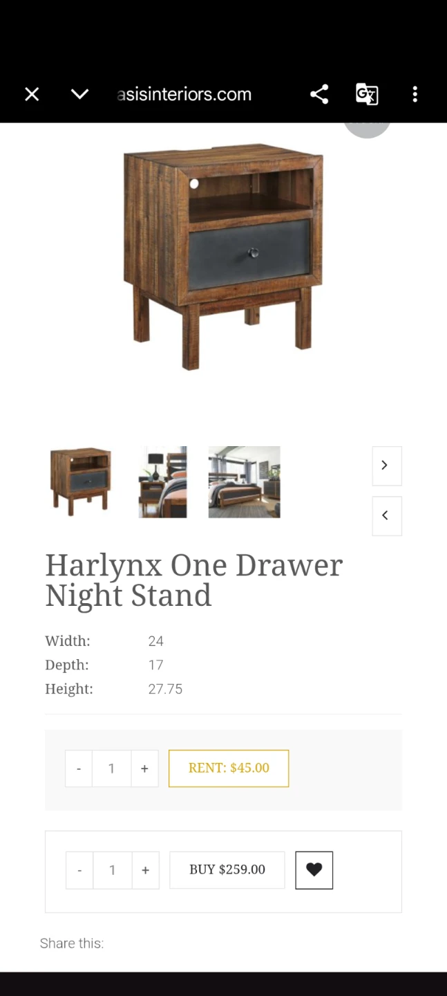 Harlynx One Drawer Night Stand - photo 4