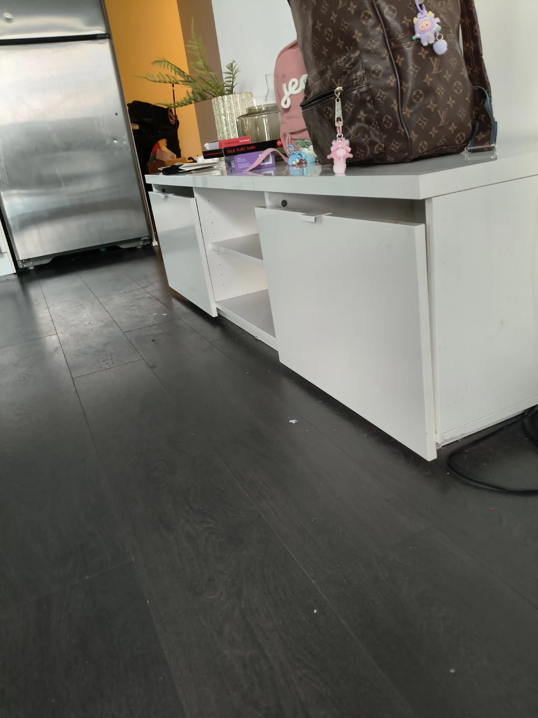 White Media Console with Cabinet Doors - photo 2