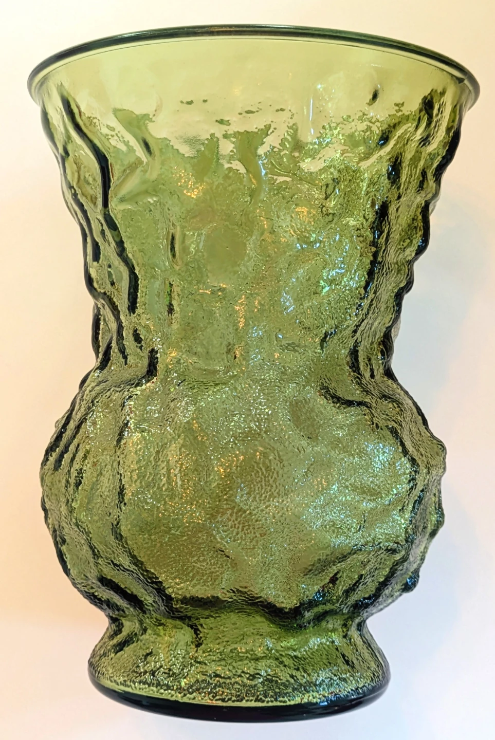 Vintage MCM E.O. Brody Green Crinkle Glass Vase - photo 2