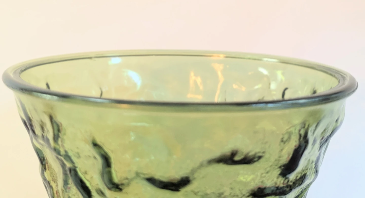 Vintage MCM E.O. Brody Green Crinkle Glass Vase - photo 5