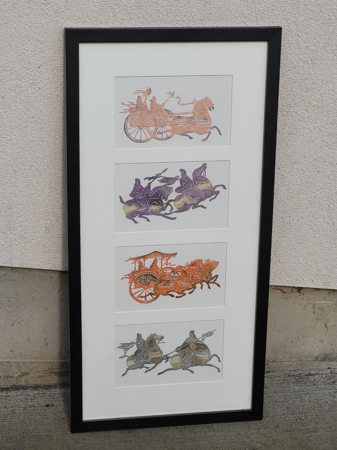 Four Individual Rubbings of Horse-Drawn Chariots