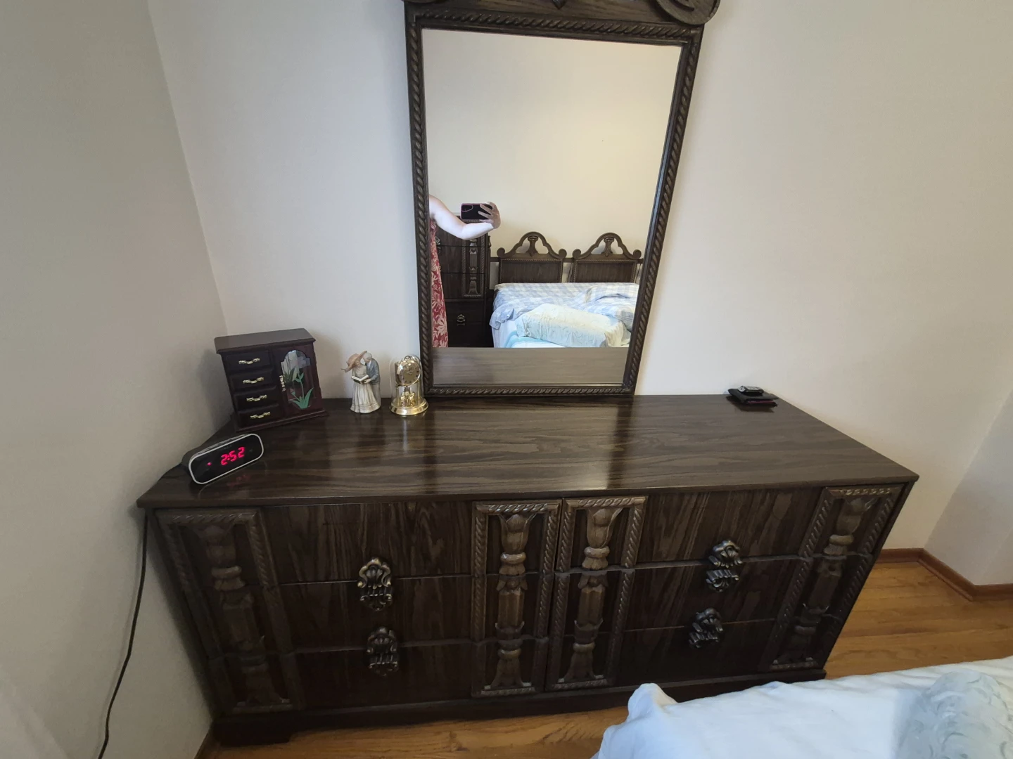 Dark Wood Dresser with Mirror