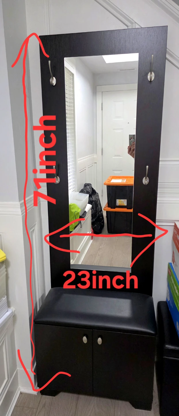 Hallway Mirror with Shoe Storage Bench