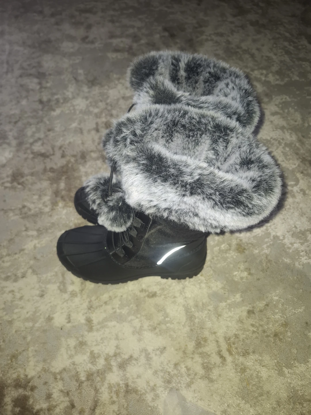 Black Winter Boots with Faux Fur Trim - photo 2