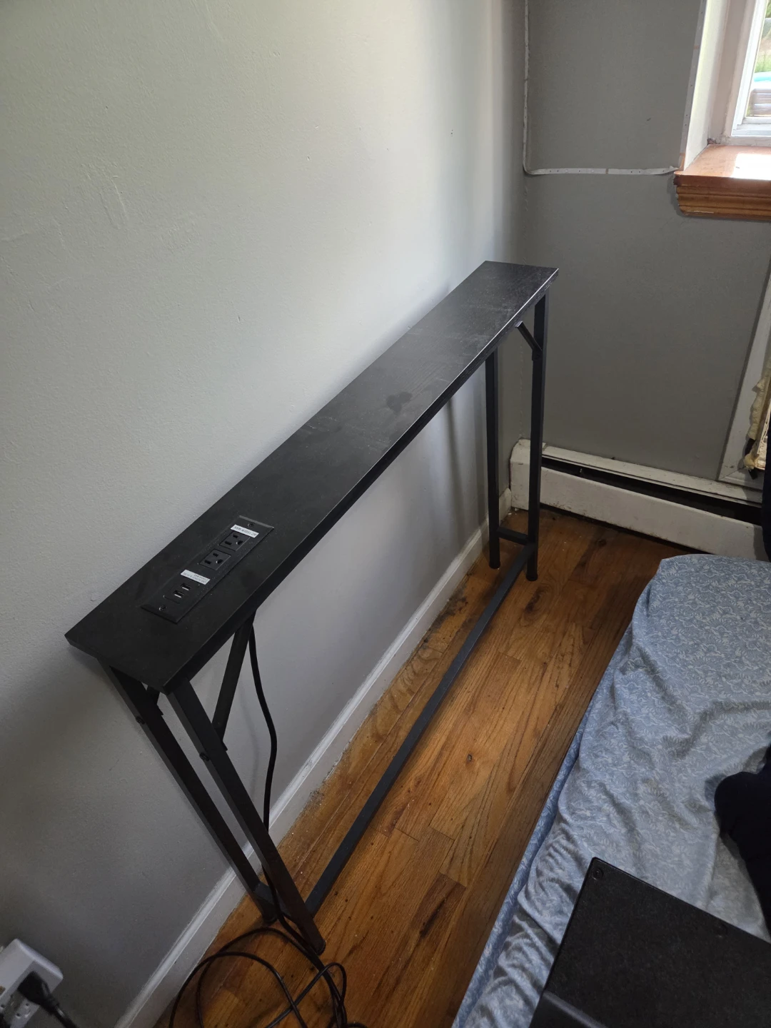 Black Console Table with Built-in Power Outlet and USB Ports