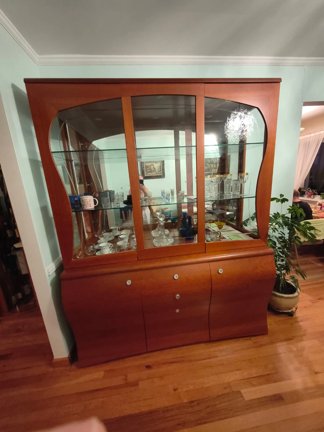 Wooden China Cabinet with Glass Doors