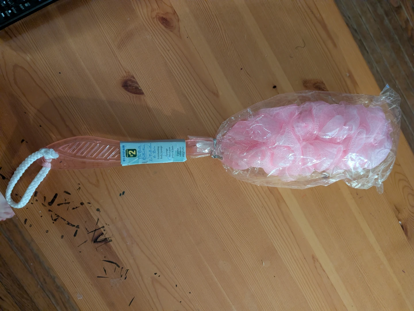 Pink Mesh Bath Sponge with Handle - photo 2