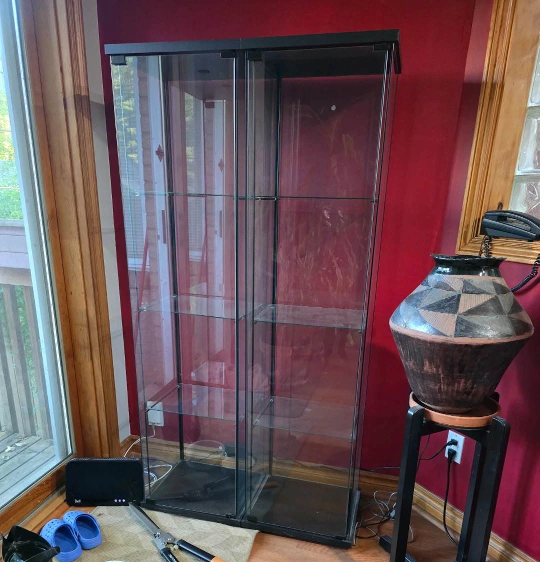 Two Glass Display Cabinet with Hinged Doors