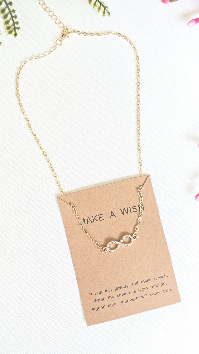 Gold-tone Infinity Necklace with Rhinestones