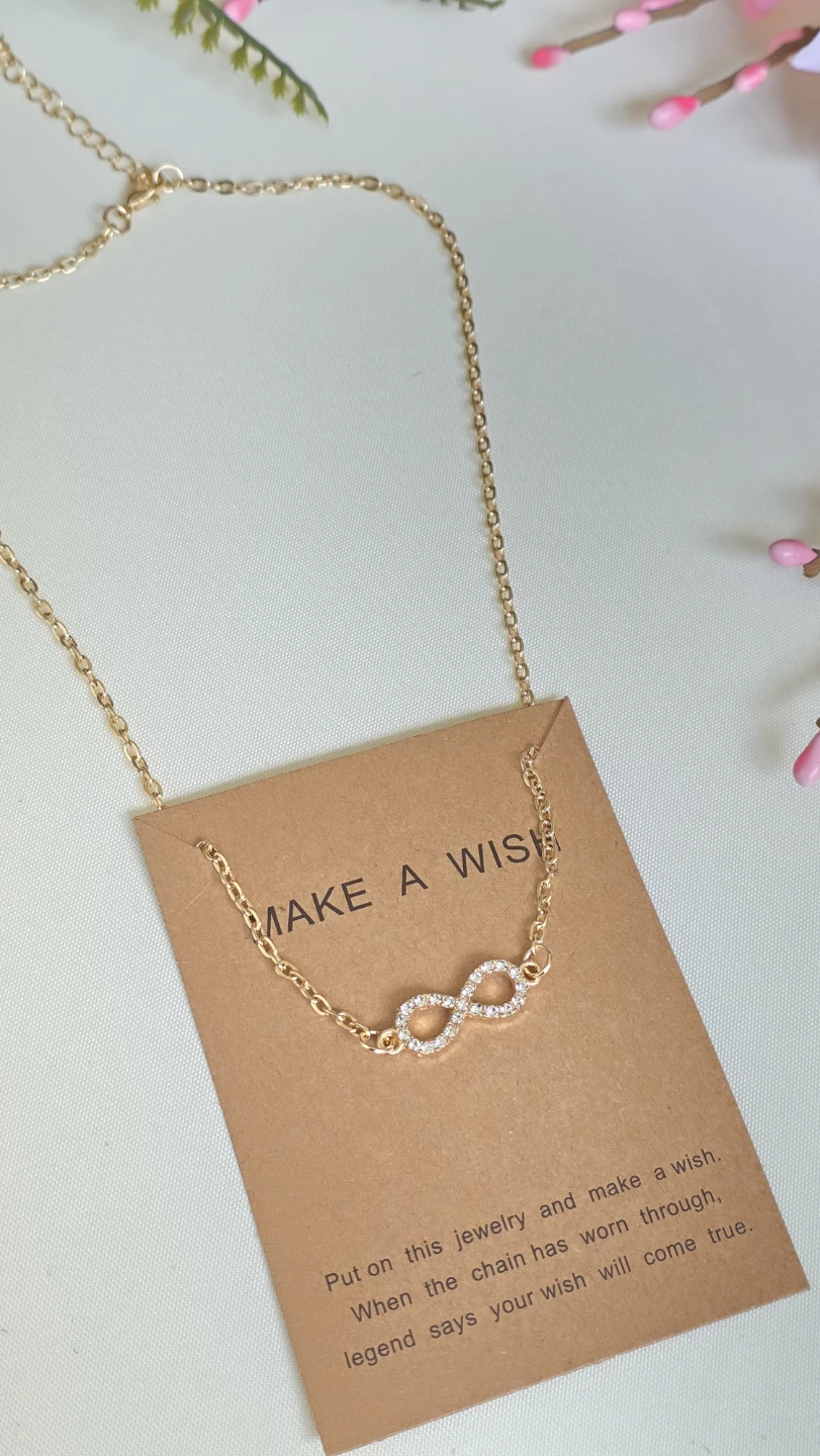 Gold-tone Infinity Necklace with Rhinestones - photo 3