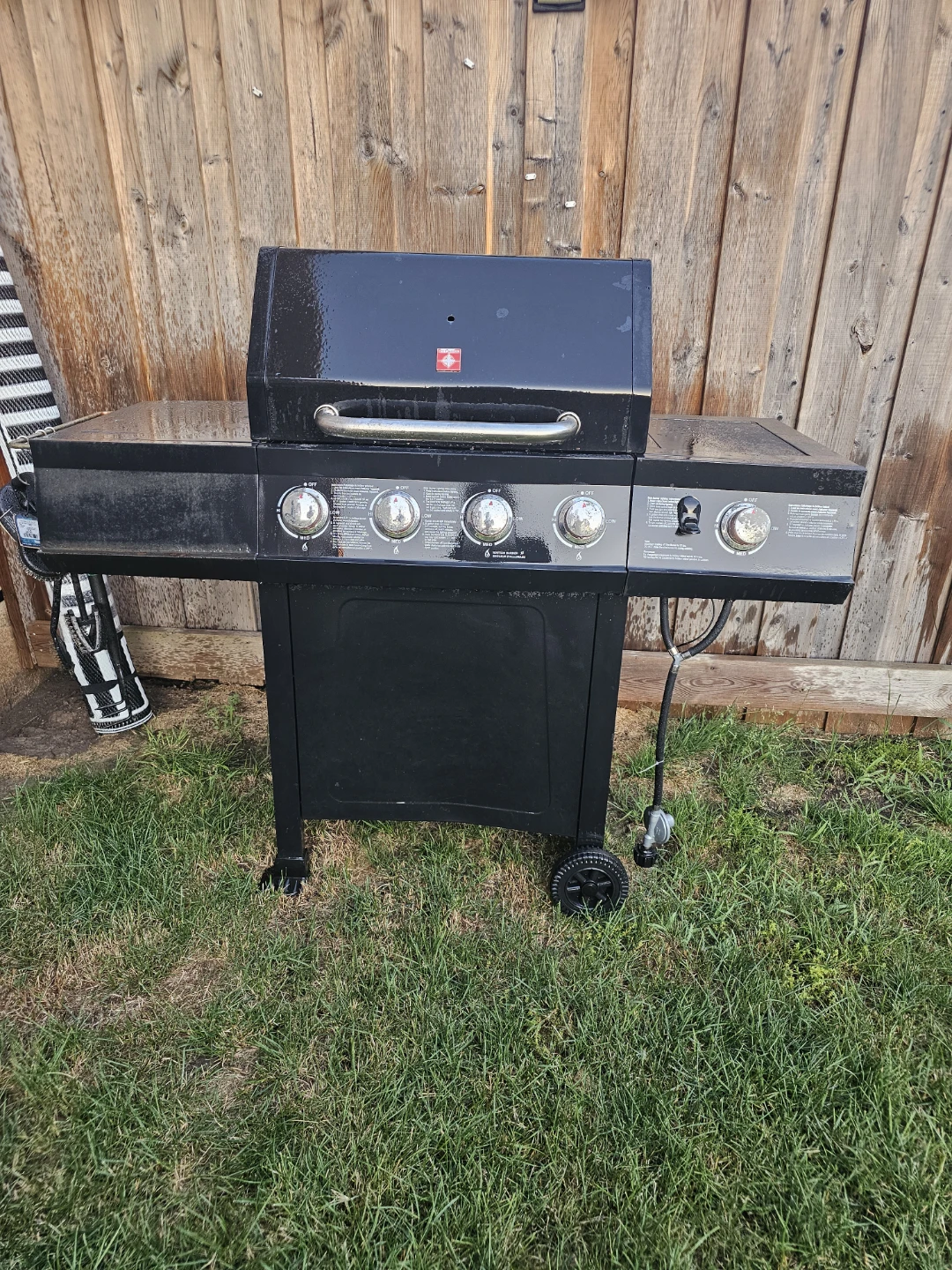 Black 4-Burner Gas Grill with Side Burner