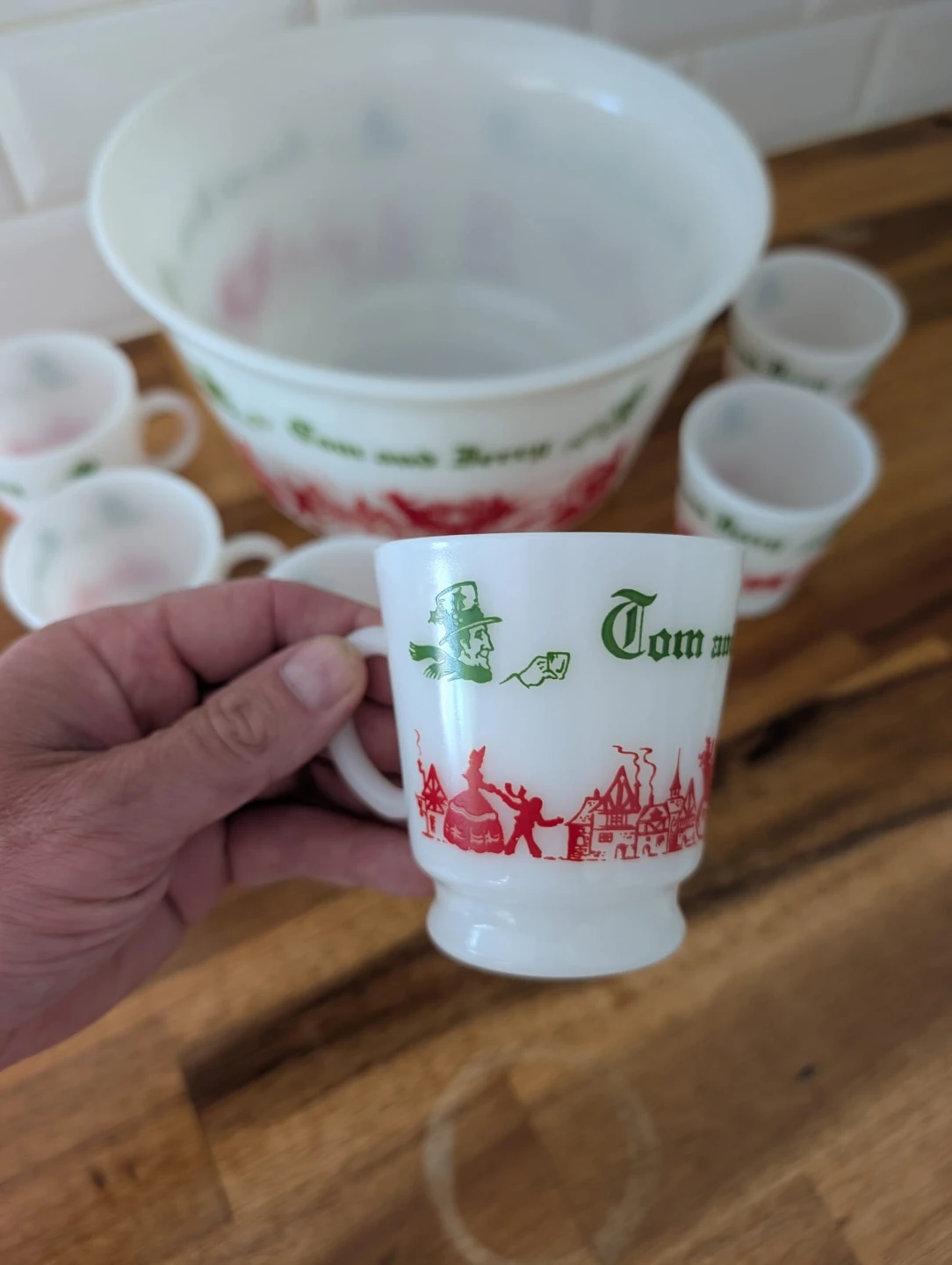 Vintage Tom and Jerry Egg Nog Bowl and Cups Set - photo 3