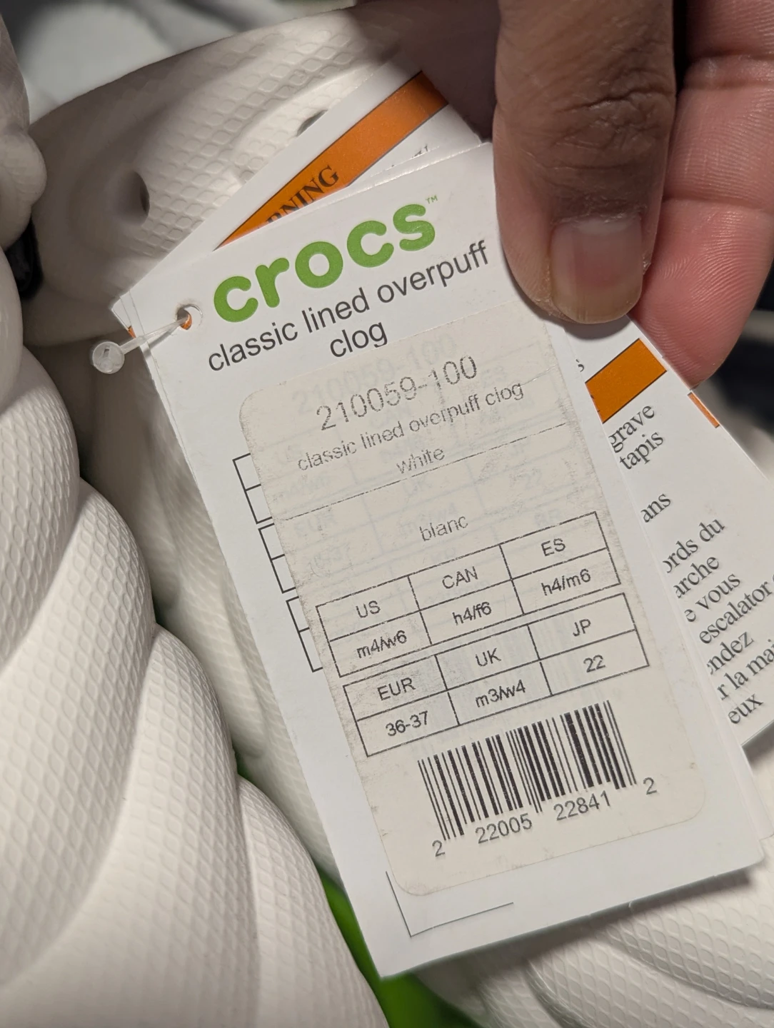 (BNWT) Crocs Classic Lined Overpuff Clogs in White M4 W6 - photo 5