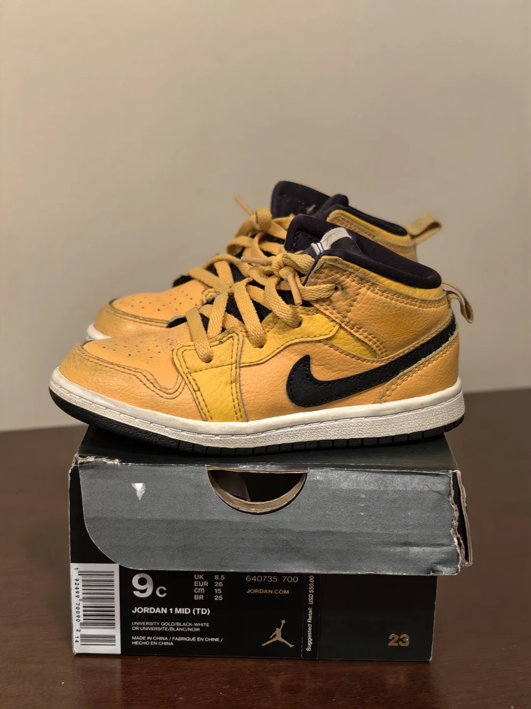 Air Jordan 1 Mid TD Toddler Shoes Size 9c