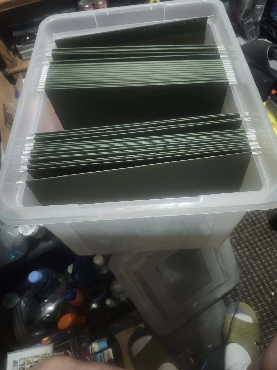 Plastic Storage Bin with Hanging File Folders