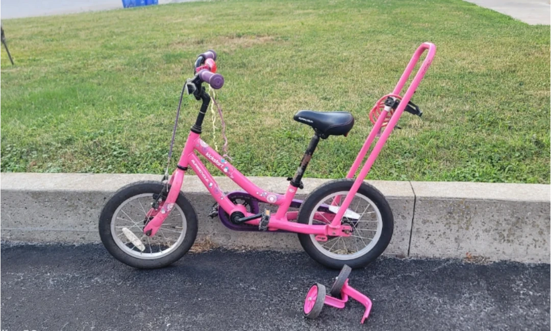 Kids Pink Bicycle with Training Wheels - photo 2