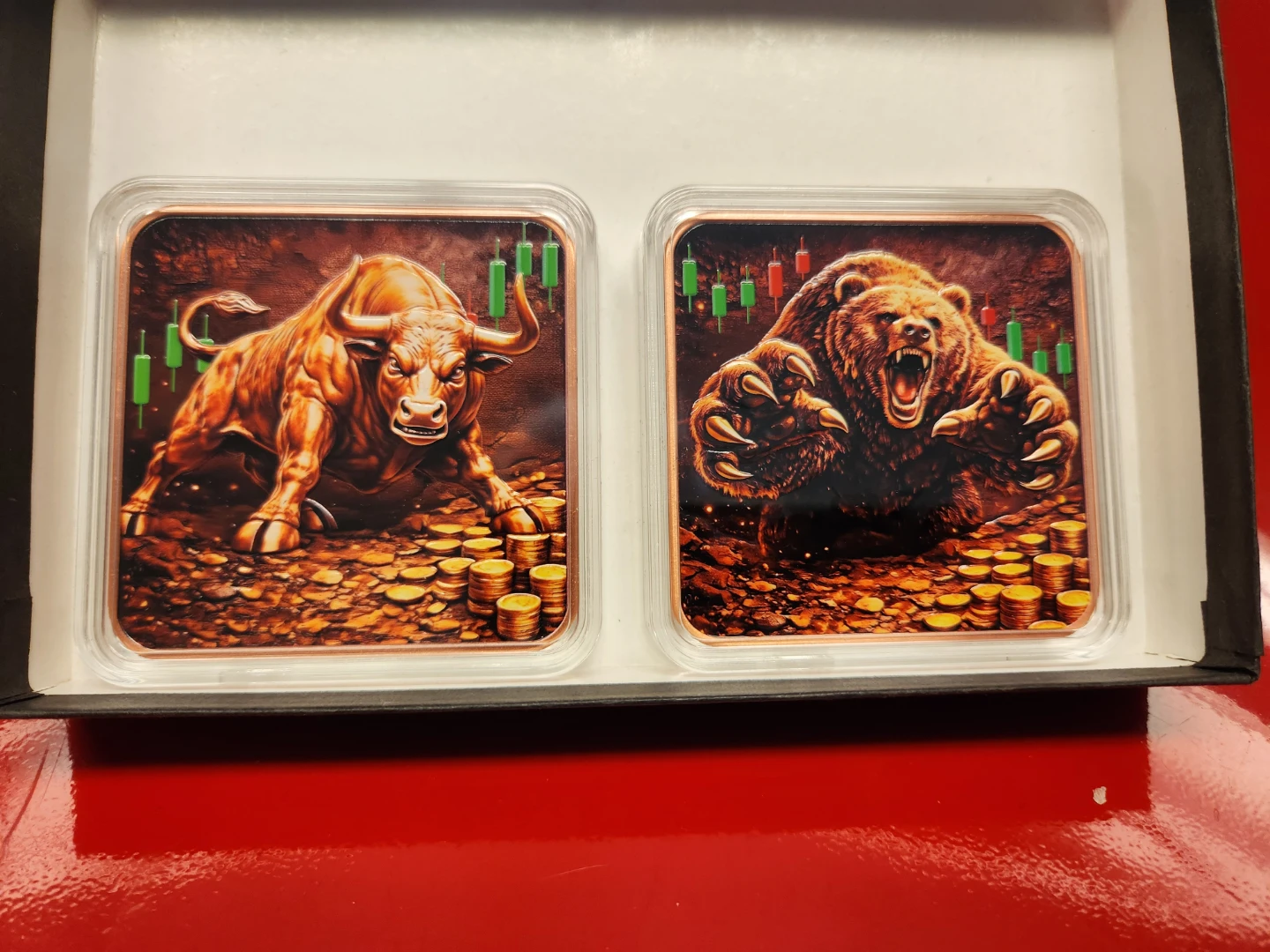 The Copper Mint 5 Troy Ounce .999 Fine Copper Bull & Bear Coins