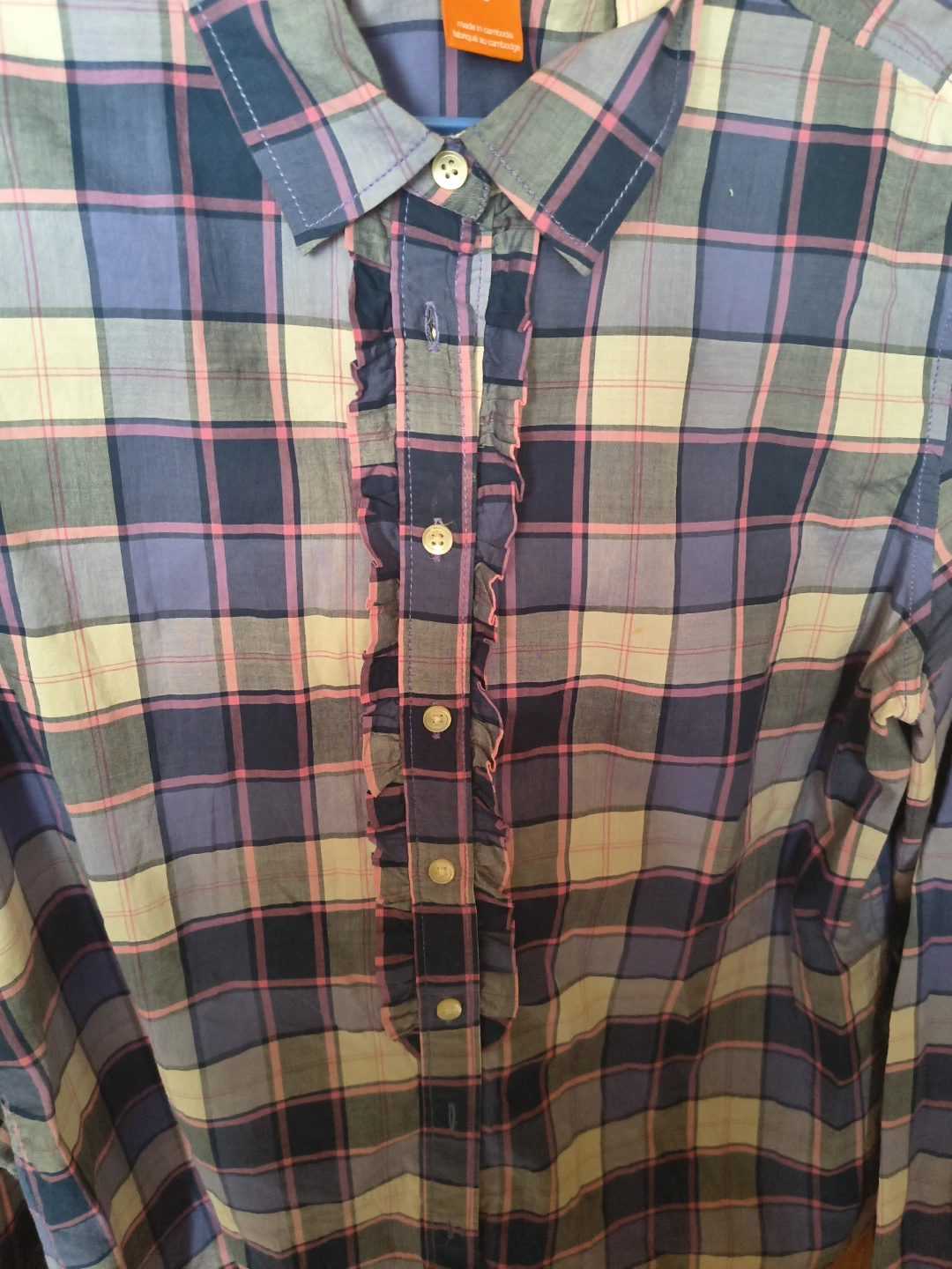 Joe Fresh Plaid Ruffle Button-Up Shirt - photo 3