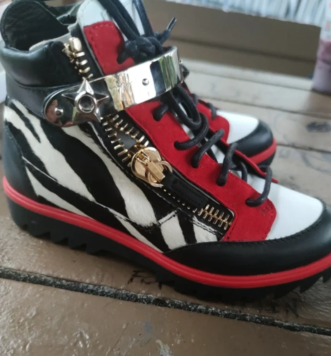Giuseppe Zanotti - Red, Black, White High-Tops Pony Fur - photo 4