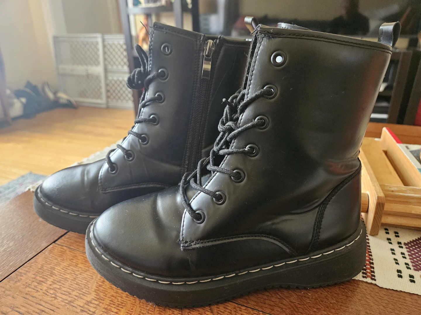 Black Platform Combat Boots - photo 2