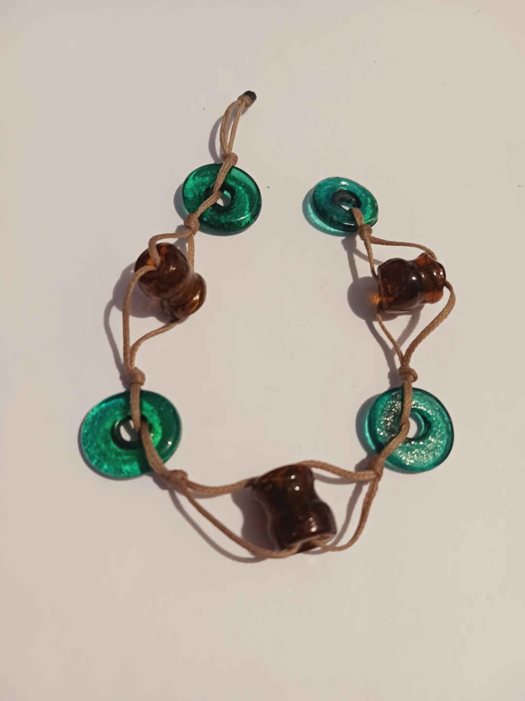 Boho Beaded Bracelet - Green and Brown Glass - photo 2