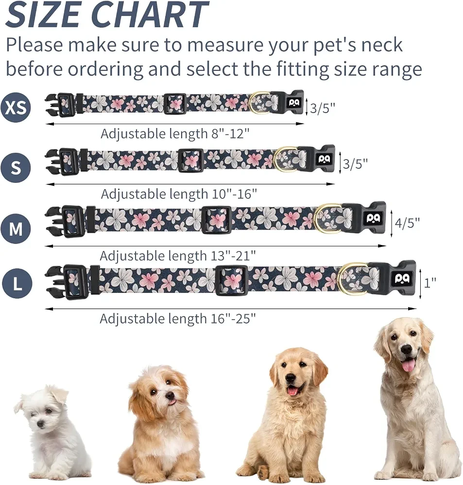 Dog Collar - Floral Pattern - Size S - photo 4