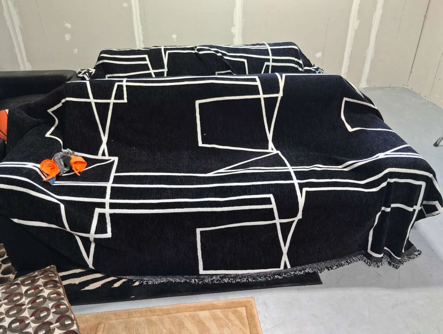 Black leather sofa 2pcs