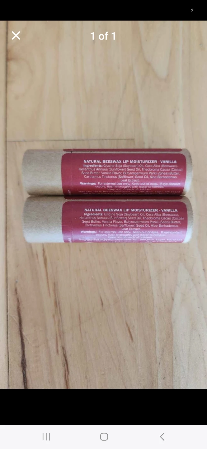 Natural Beeswax Vanilla Lip Balms, Moisturizers (Brand New)