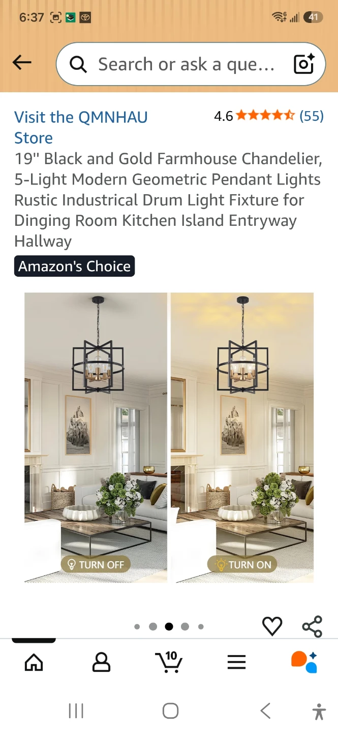 19" Black and Gold Farmhouse Chandelier - photo 4