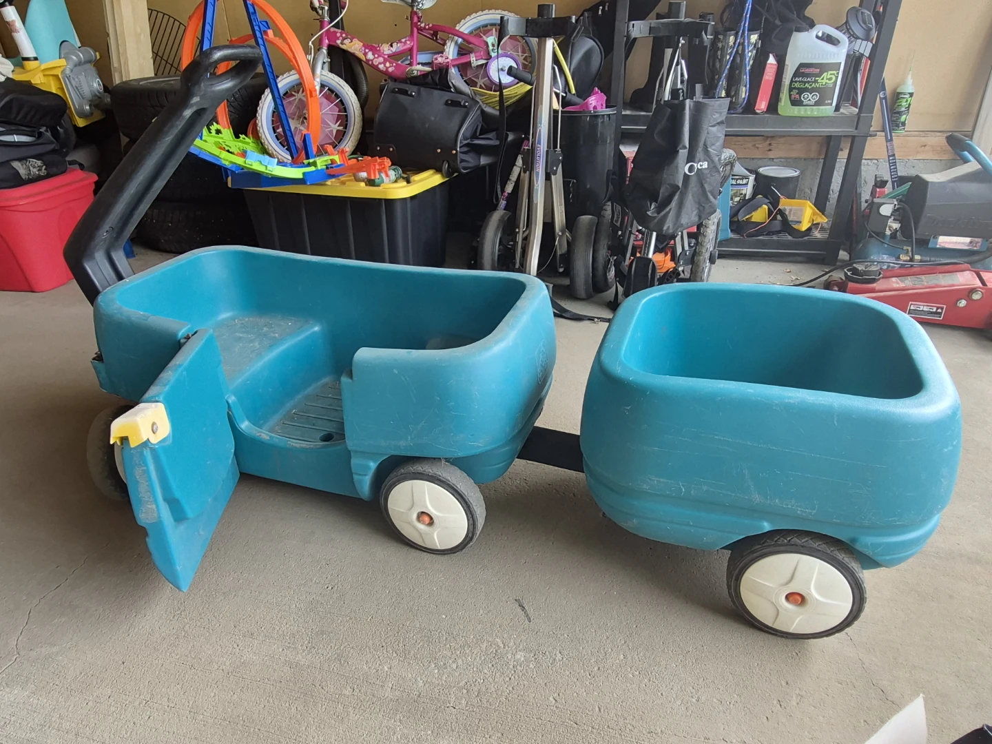 Teal Plastic Wagon with Trailer - photo 2