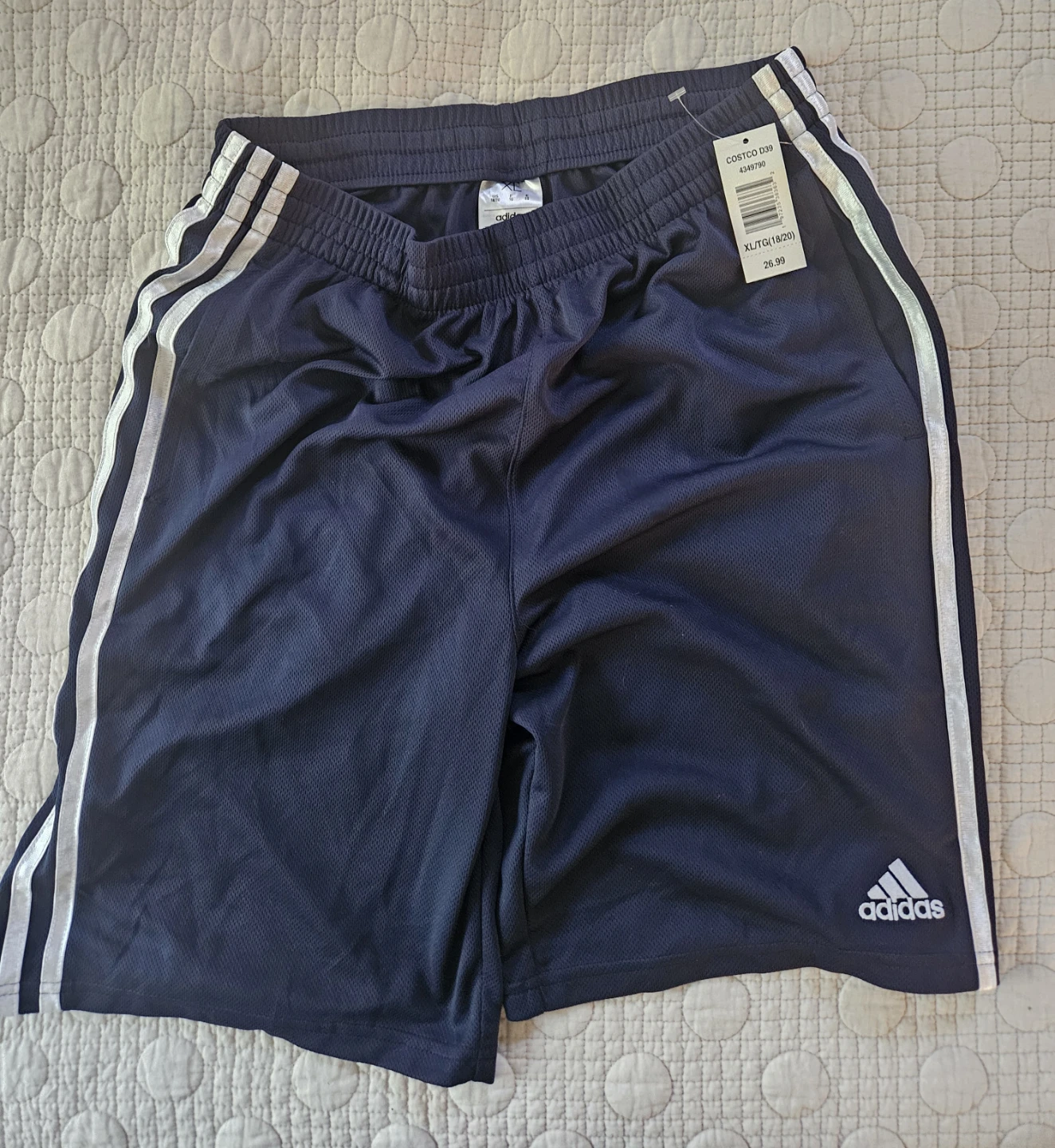 Adidas Navy Blue Athletic Shorts - Youth XL