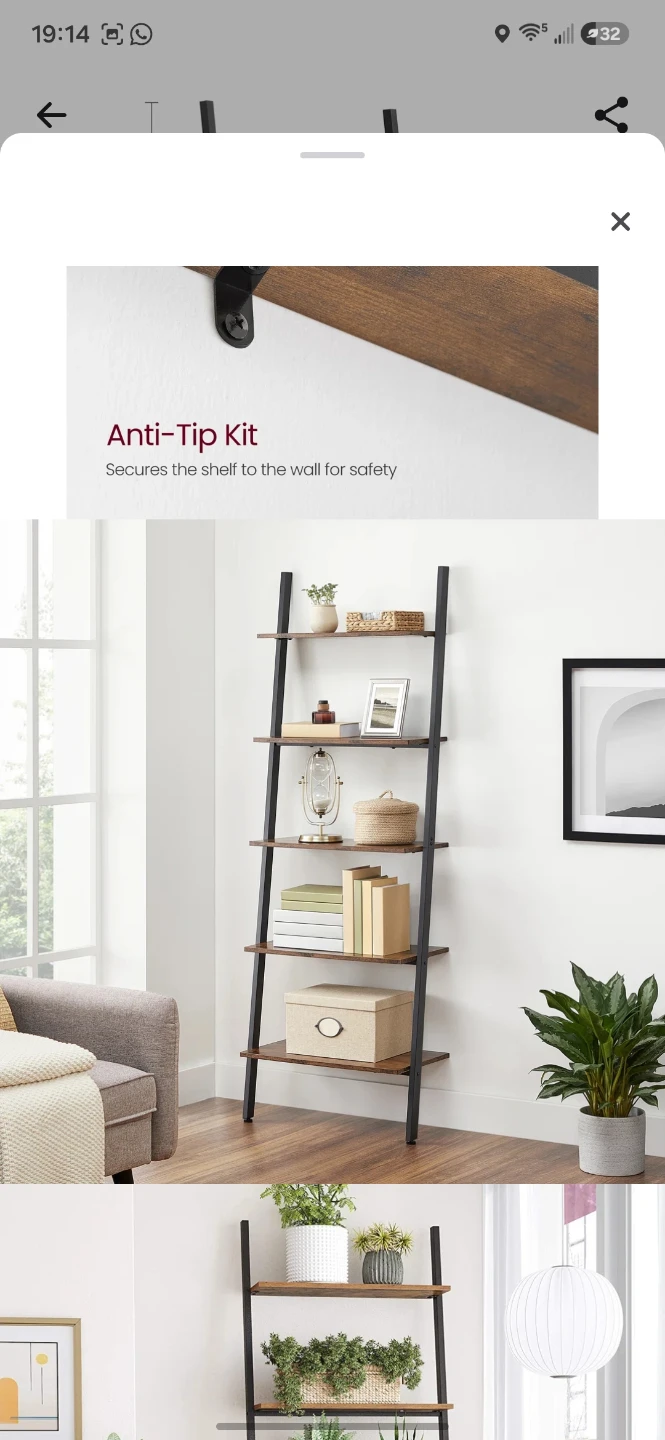 Ladder Bookshelf - Rustic Brown - photo 2