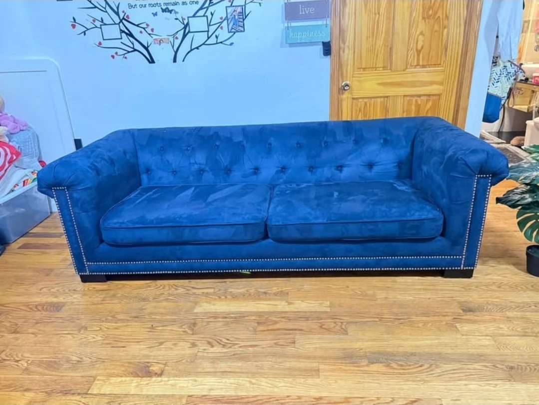 Blue Tufted Chesterfield Sofa