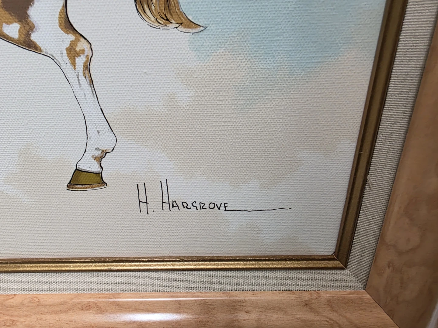Vintage H. Hargrove Signed Carousel Horse Framed Canvas Print - photo 2